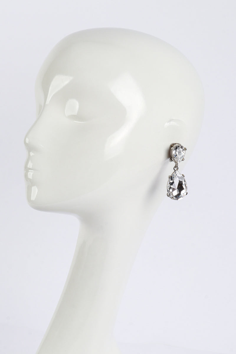 Vintage Kenneth Jay Lane Crystal Teardrop Earrings on mannequin @recess la