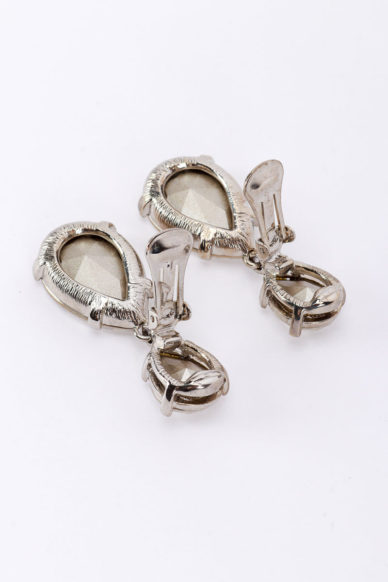 Vintage Kenneth Jay Lane Crystal Teardrop Earrings back clips open @recess la