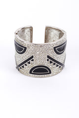 Vintage Kenneth Jay Lane Rhinestone & Geo Enamel Basquiat Bangle Cuff front @recess la