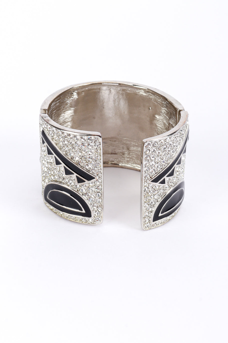 Vintage Kenneth Jay Lane Rhinestone & Geo Enamel Basquiat Bangle Cuff back @recess la