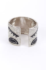 Vintage Kenneth Jay Lane Rhinestone & Geo Enamel Basquiat Bangle Cuff back @recess la