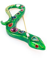 Vintage Kenneth Jay Lane Bejeweled Slithering Snake Brooch detail @RECESS LA