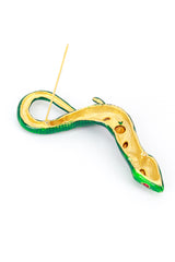 Vintage Kenneth Jay Lane Bejeweled Slithering Snake Brooch open @RECESS LA