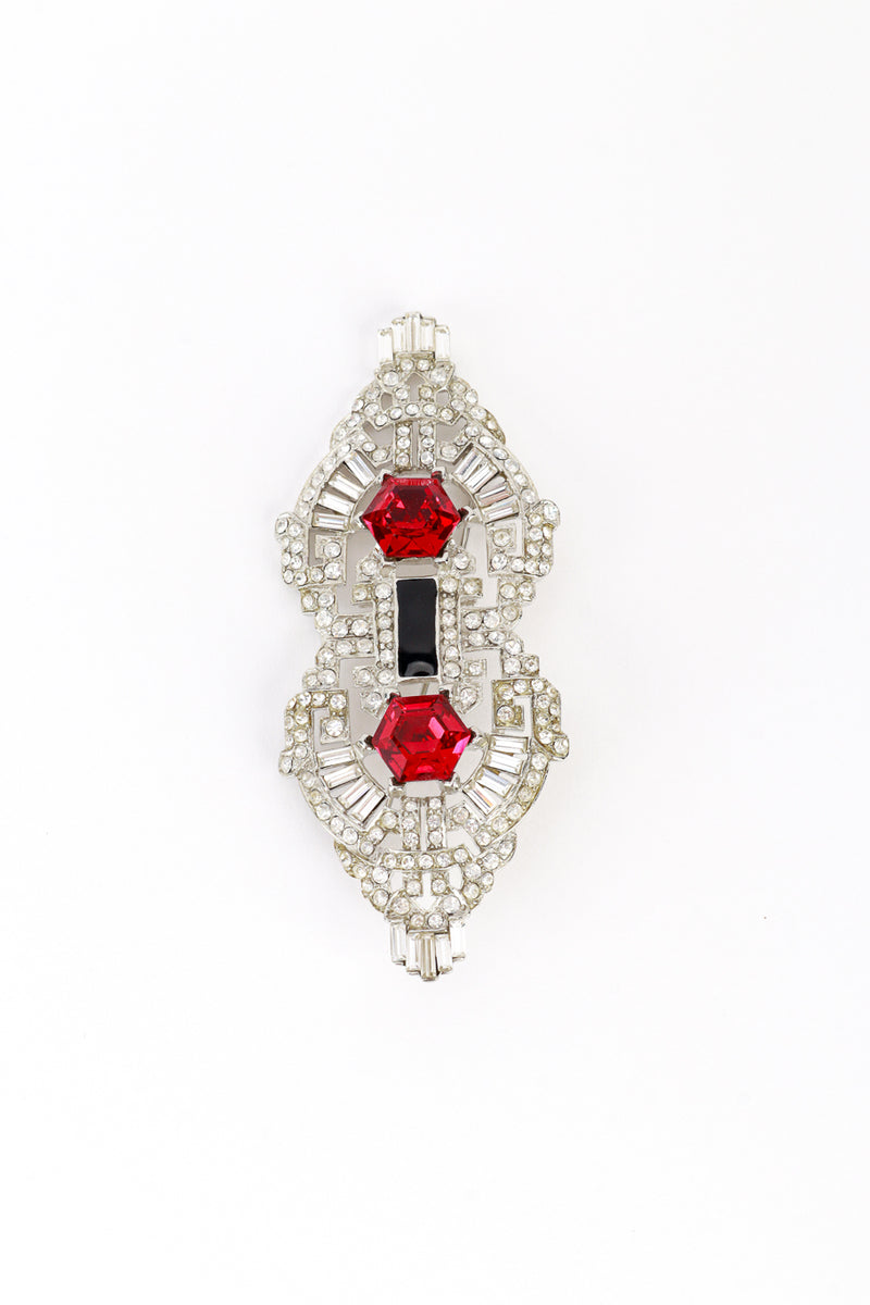 Vintage Kenneth Jay Lane Art Deco Crystal Bar Brooch front @recess la