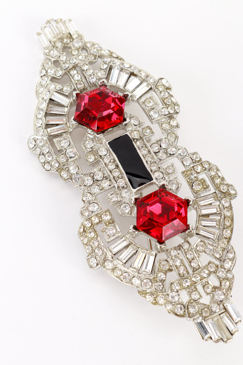 Vintage Kenneth Jay Lane Art Deco Crystal Bar Brooch detail @recess la