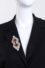 Vintage Kenneth Jay Lane Art Deco Crystal Bar Brooch on mannequin @recess la