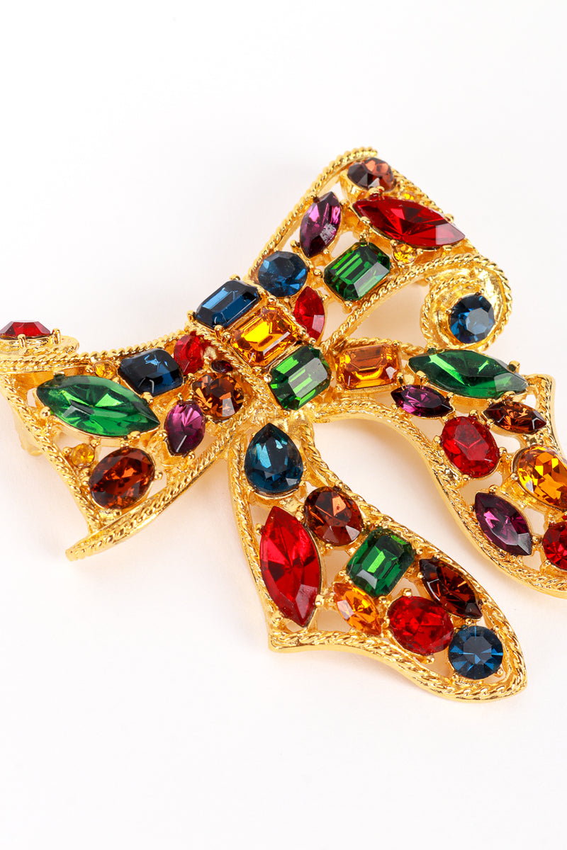 Vintage Kenneth Jay Lane Bejeweled Ribbon Bow Brooch detail @recess la