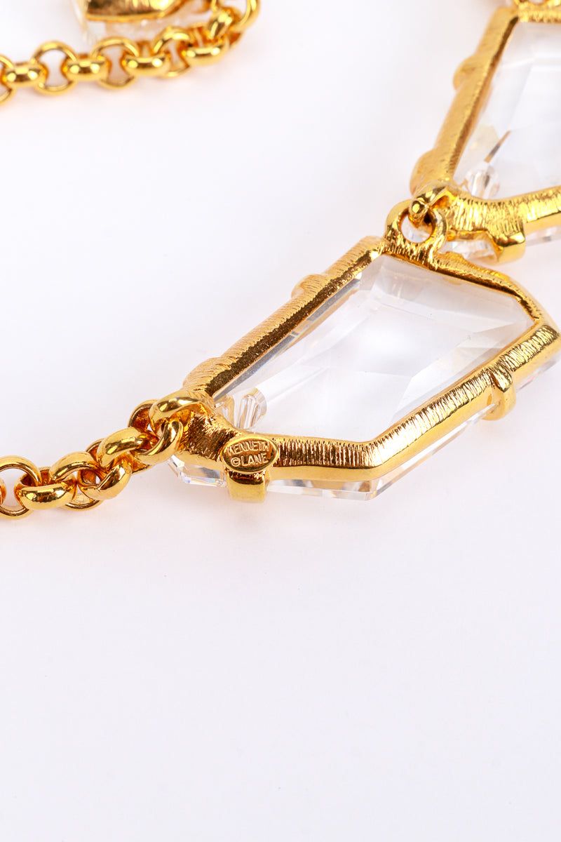 Vintage Kenneth Jay Lane Gold Crystal Ice Nugget Collar Necklace cartouche @recess la