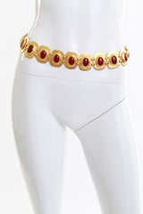 Vintage Kenneth Jay Lane Modernist Cabochon Disc Link Belt on mannequin @recess la