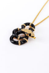 Vintage Kenneth Jay Lane Coiled Crystal Snake Pendant Necklace detail @recess la