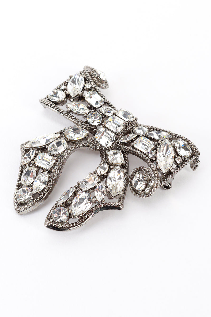 Vintage Kenneth Jay Lane Crystal Ribbon Bow Brooch detail @RECESS LA