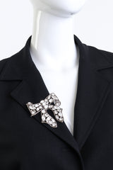 Vintage Kenneth Jay Lane Crystal Ribbon Bow Brooch on mannequin @recess la