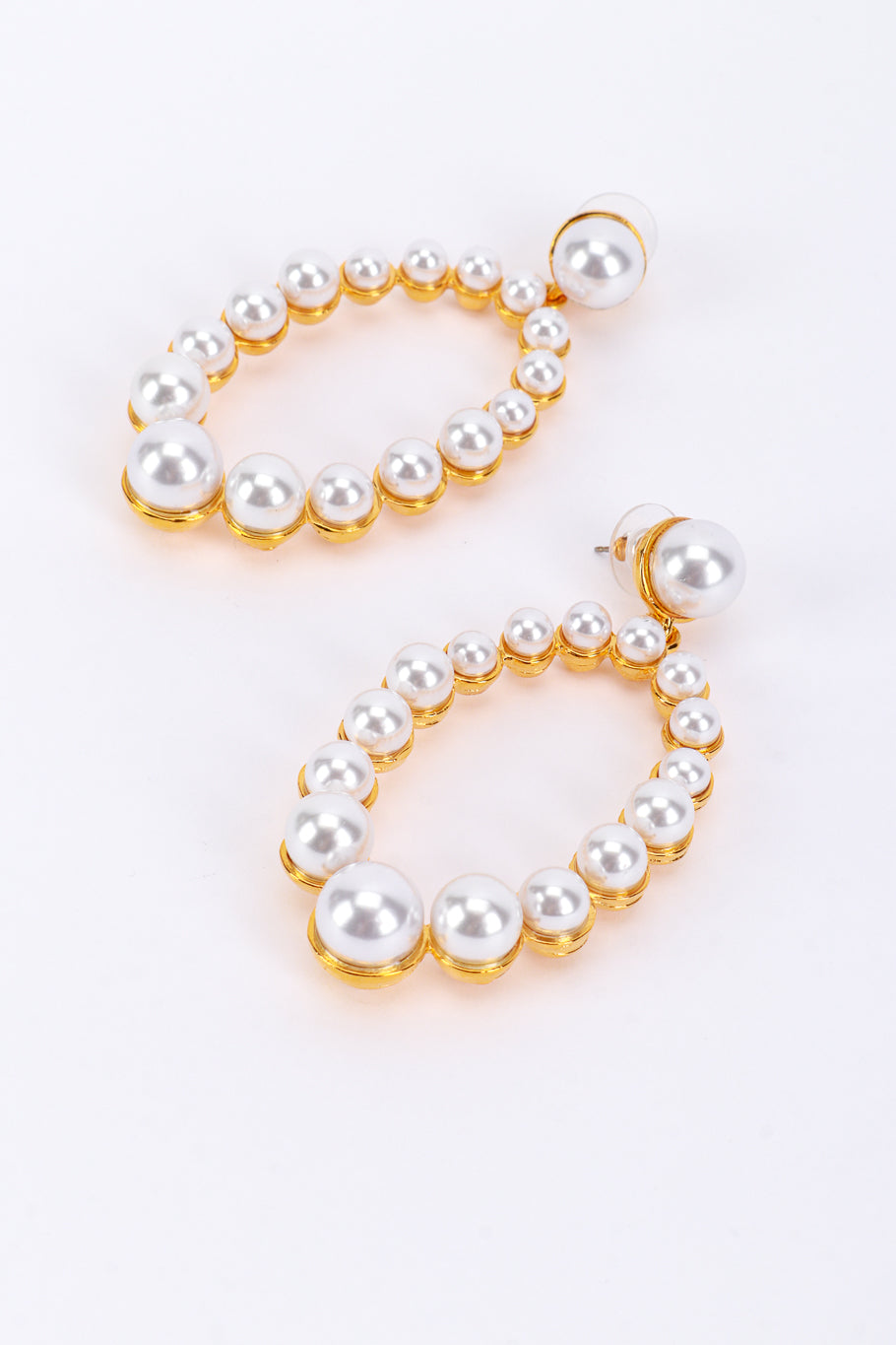 Vintage Kenneth Jay Lane Pearl Oval Hoop Drop Earrings detail @recess la