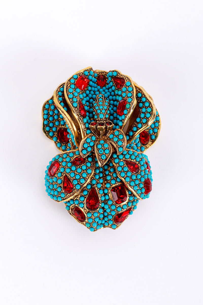 Vintage Kenneth Jay Lane Bejeweled Iris Brooch front @recess la