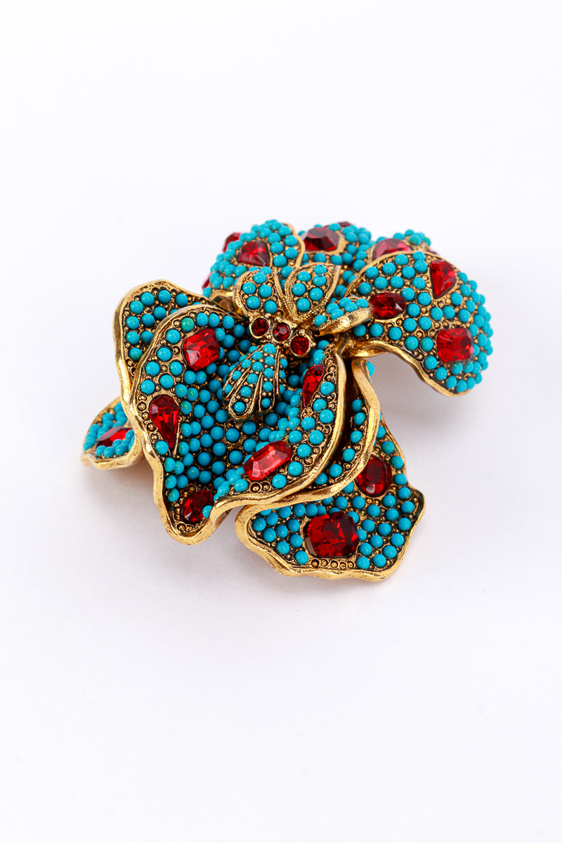 Vintage Kenneth Jay Lane Bejeweled Iris Brooch detail @recess la