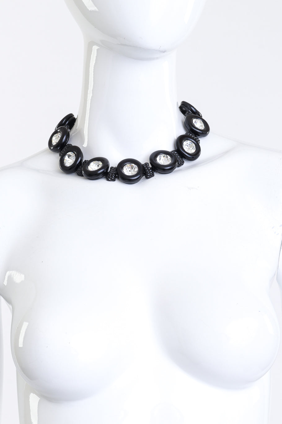 Vintage Kenneth Jay Lane Crystal Circle Collar Necklace on mannequin @recess la