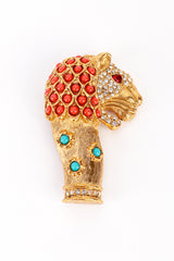 Vintage Kenneth Jay Lane Beaded Crystal Mughal Lion Brooch front @recess la