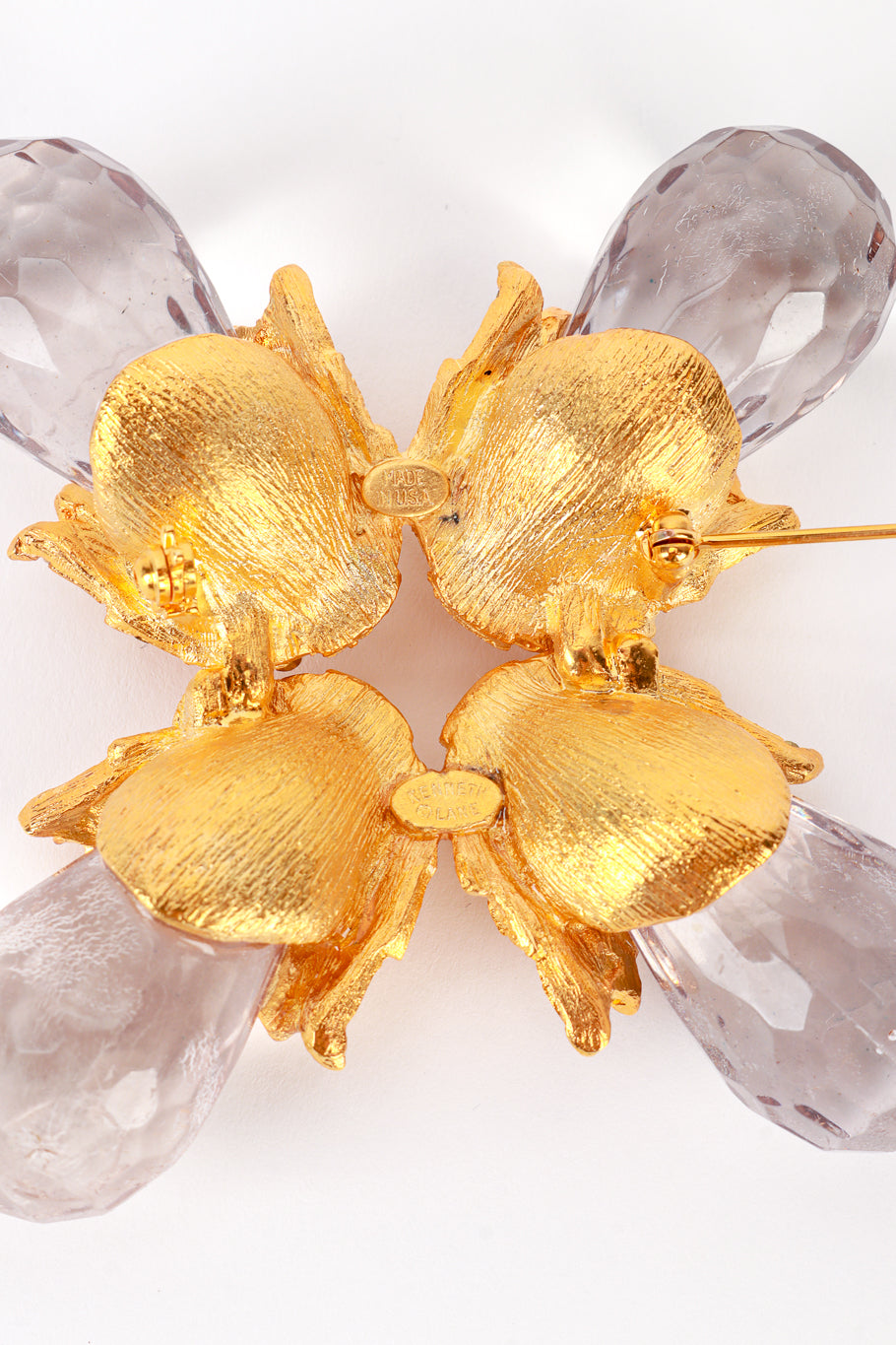 Vintage Kenneth Jay Lane Smoky Golden Acorn Burst Brooch cartouche @recess la