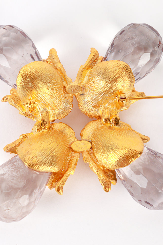 Vintage Kenneth Jay Lane Smoky Golden Acorn Burst Brooch cartouche @recess la
