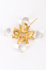 Vintage Kenneth Jay Lane Clear Golden Acorn Burst Brooch back pin open @recess la