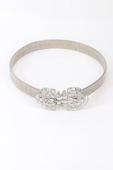 Vintage Kenneth Jay Lane Rhinestone Crystal Silver Snake Belt front @recess la