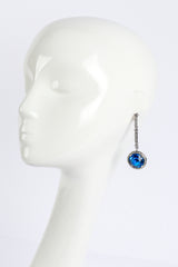 Vintage Kenneth Jay Lane Art Deco Tavernier Blue Drop Earrings on mannequin @recess la