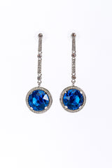 Vintage Kenneth Jay Lane Art Deco Tavernier Blue Drop Earrings front @recess la