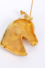 Vintage R.Mandle Gold & Blue Carnival Horse Brooch back wear @recess la