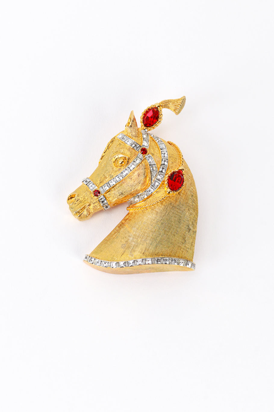 Vintage R. Mandle Gold & Ruby Carnival Horse Brooch @RECESS LA