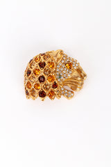 Vintage Kenneth Jay Lane Warm Crystal Lion Head Brooch front @recess la