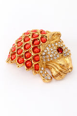 Vintage Kenneth Jay Lane Beaded Crystal Lion Head Brooch detail @recess la