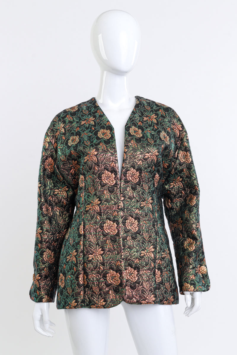 Vintage Galanos Floral Lamé Jacquard Jacket front on mannequin @recess la