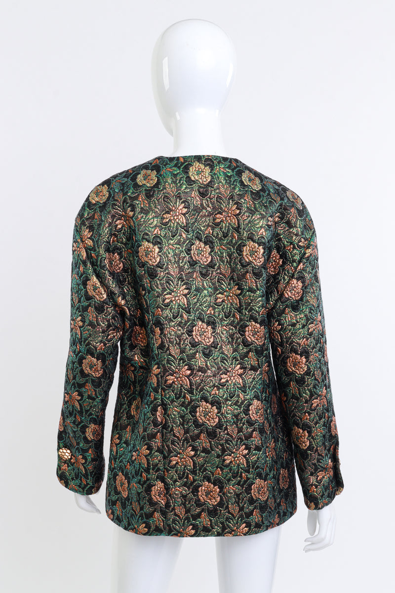 Vintage Galanos Floral Lamé Jacquard Jacket back on mannequin @recess la