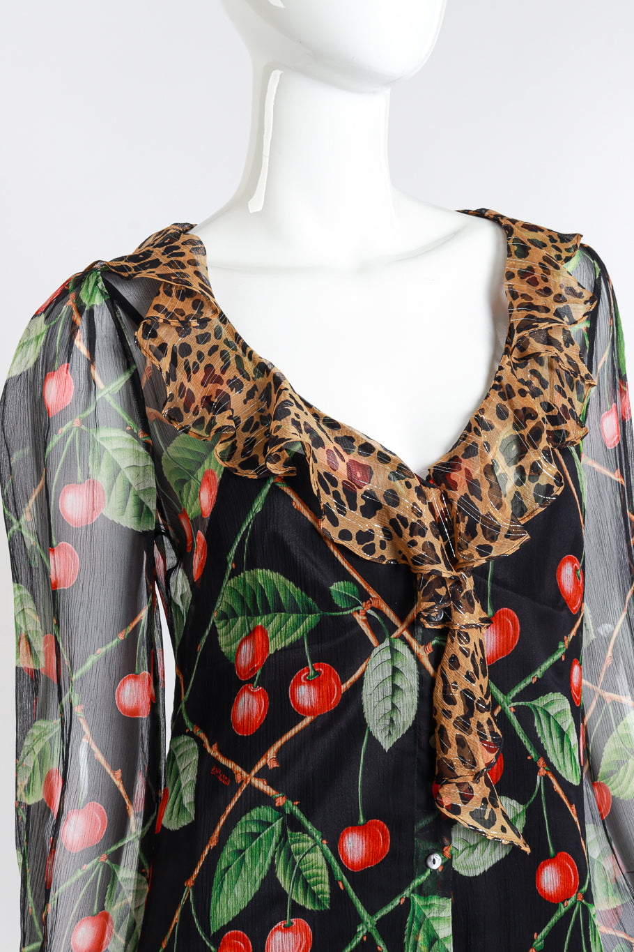 Galliano 2003 Cherry Shirt Dress on mannequin detail @RECESS LA