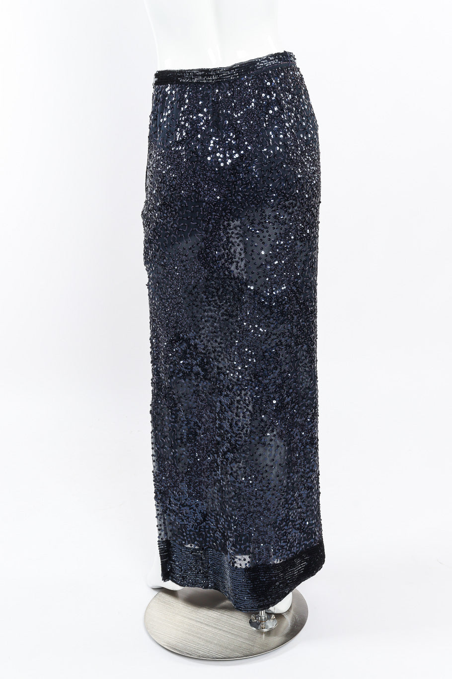 Midnight sequin skirt by Gianfranco Ferre on mannequin back @recessla