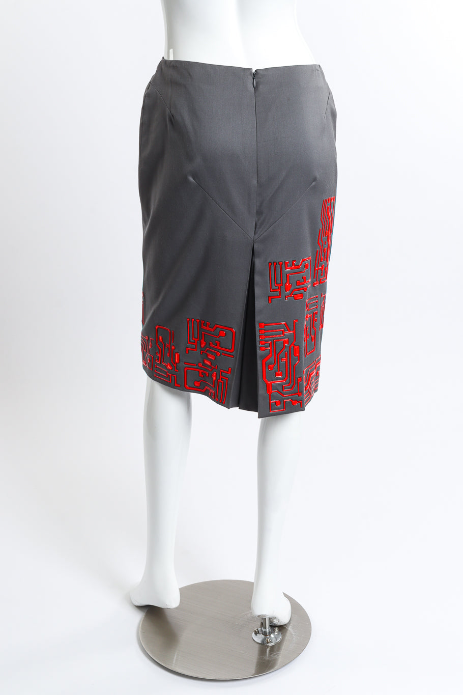 Vintage Givenchy 1999 F/W Circuit Board Zip Up Jacket & Skirt Set skirt back on mannequin @recess la