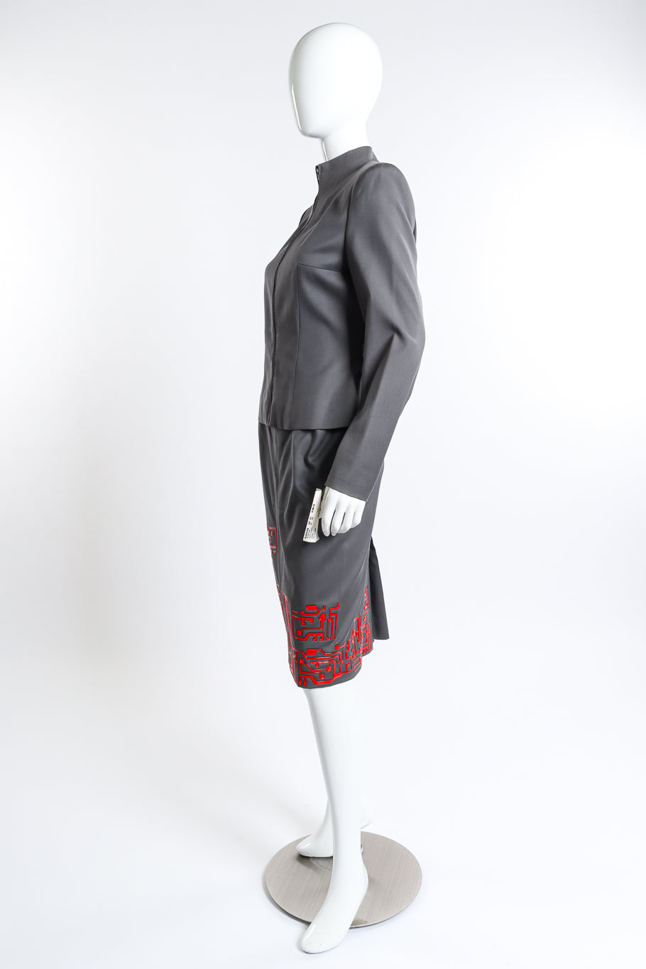 Vintage Givenchy 1999 F/W Circuit Board Zip Up Jacket & Skirt Set side on mannequin @recess la