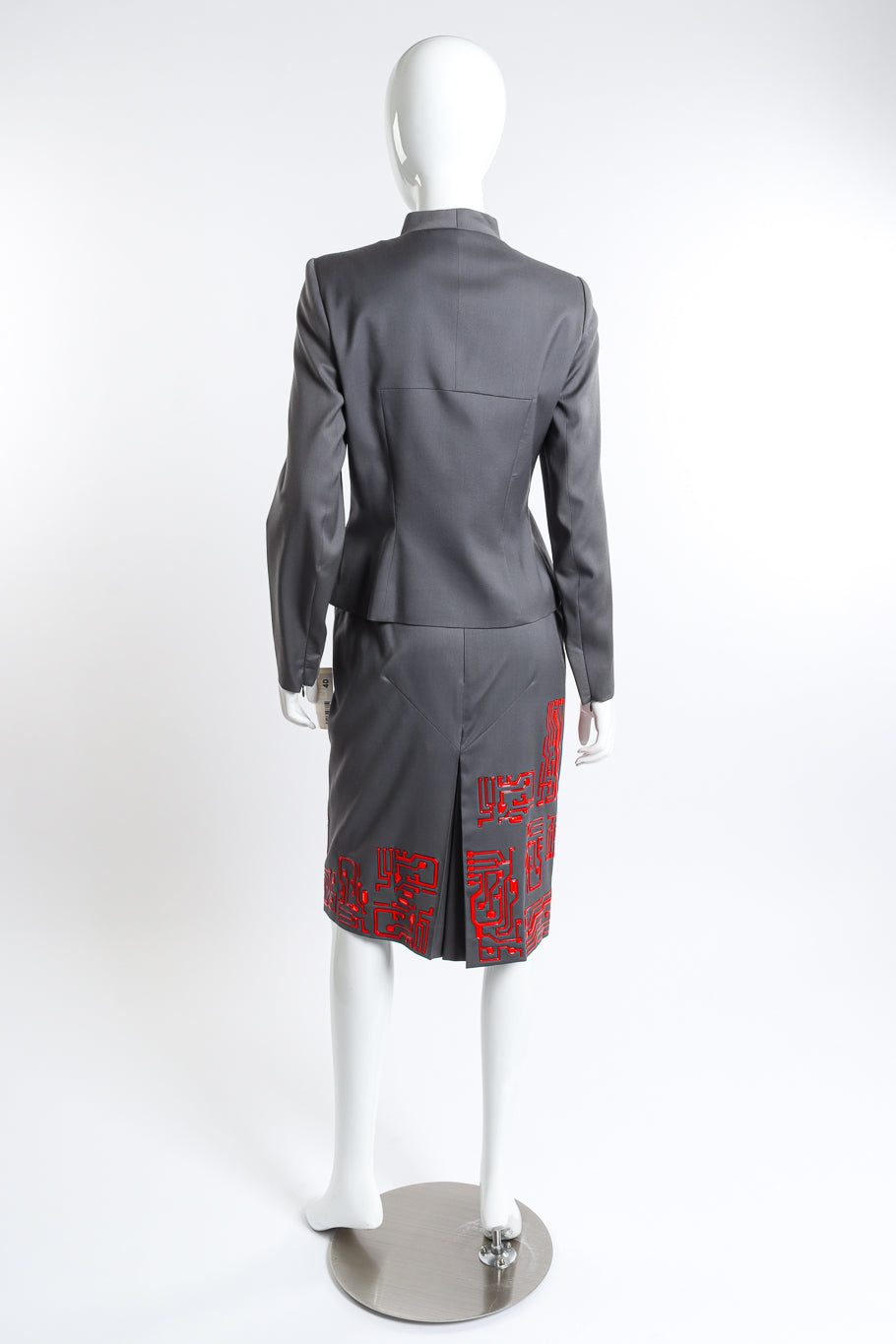 Vintage Givenchy 1999 F/W Circuit Board Zip Up Jacket & Skirt Set back on mannequin @recess la 