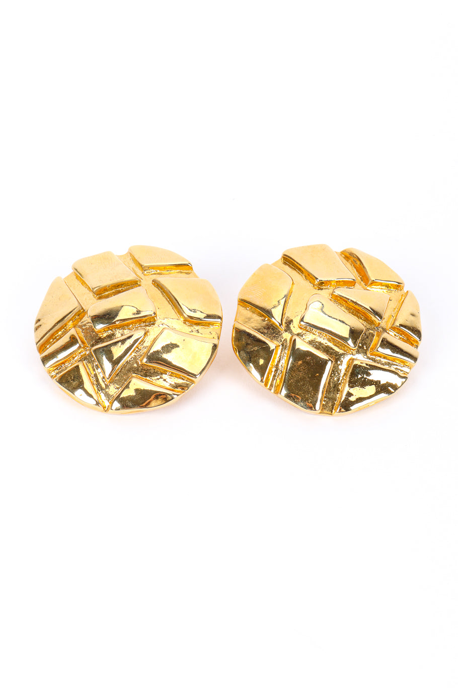 Vintage Givenchy Embossed Disc Earrings front @recessla