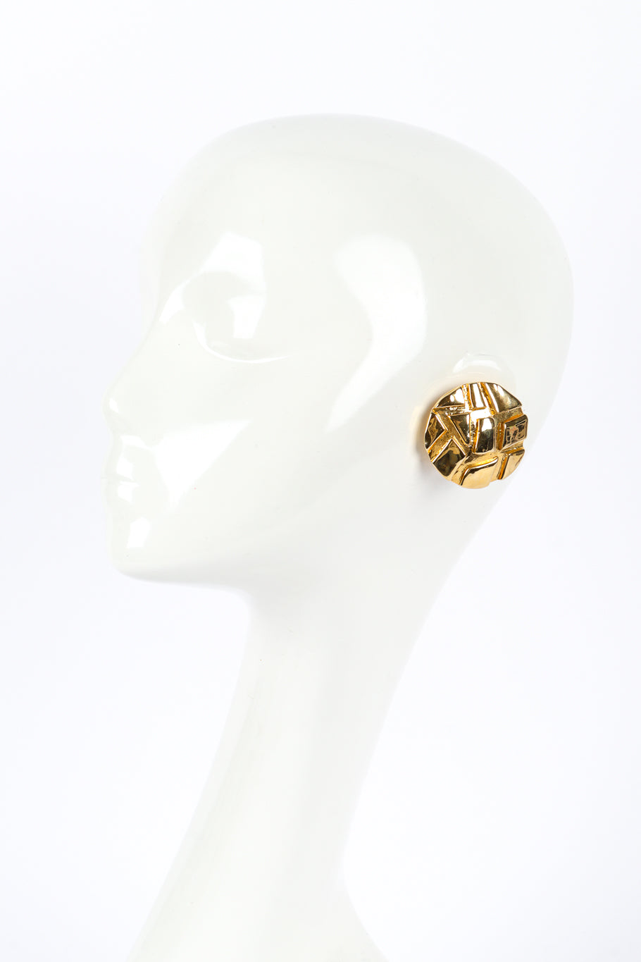 Vintage Givenchy Embossed Disc Earrings on mannequin @recessla