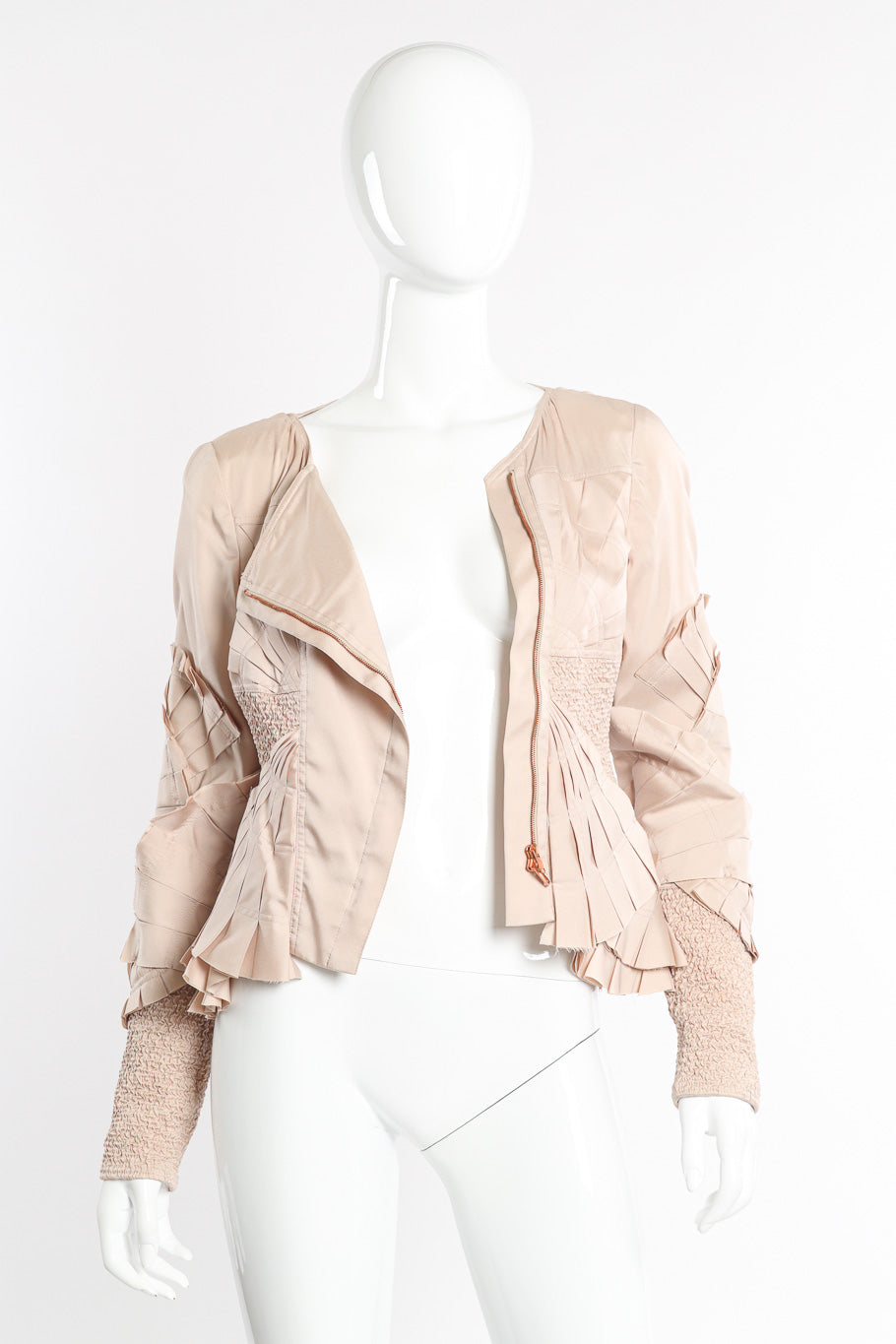 Silk jacket by Gucci on mannequin unzipped front @recessla
