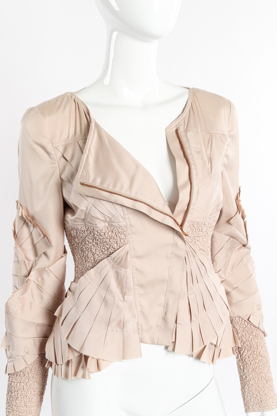 Silk jacket by Gucci on mannequin neck unzipped close  @recessla