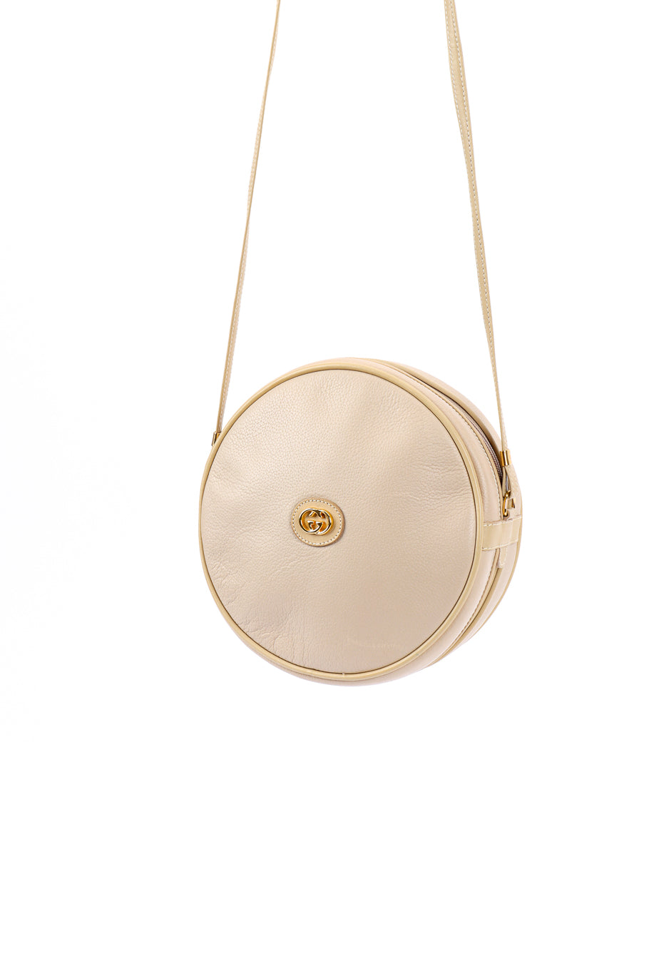Vintage Gucci Leather Circle Bag 3/4 front suspended @recessla