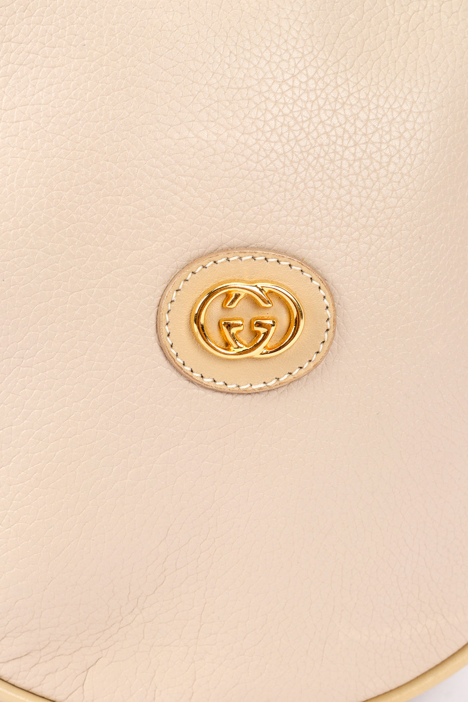Vintage Gucci Leather Circle Bag logo charm closeup @recessla