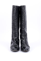 Vintage Gucci Black Ostrich Leather Riding Boot front view @recessla