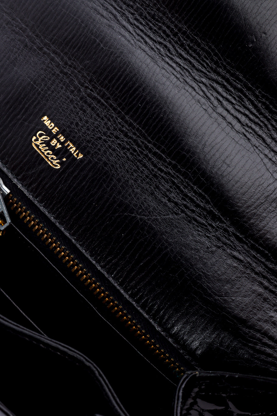 Vintage Gucci Patent Croc Purse leather creasing near signature @recessla