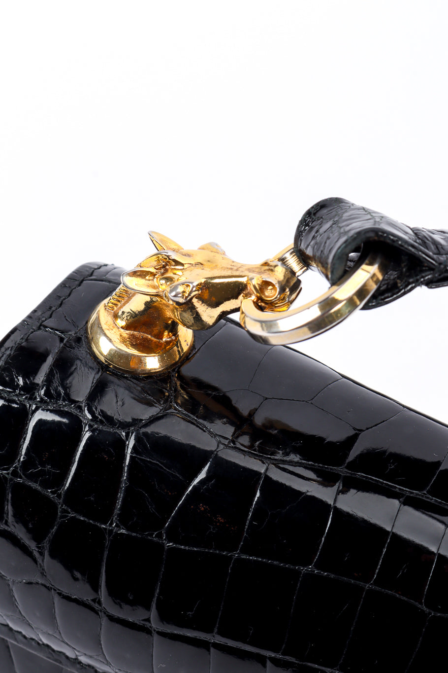 Vintage Gucci Patent Croc Purse horse closeup @recessla
