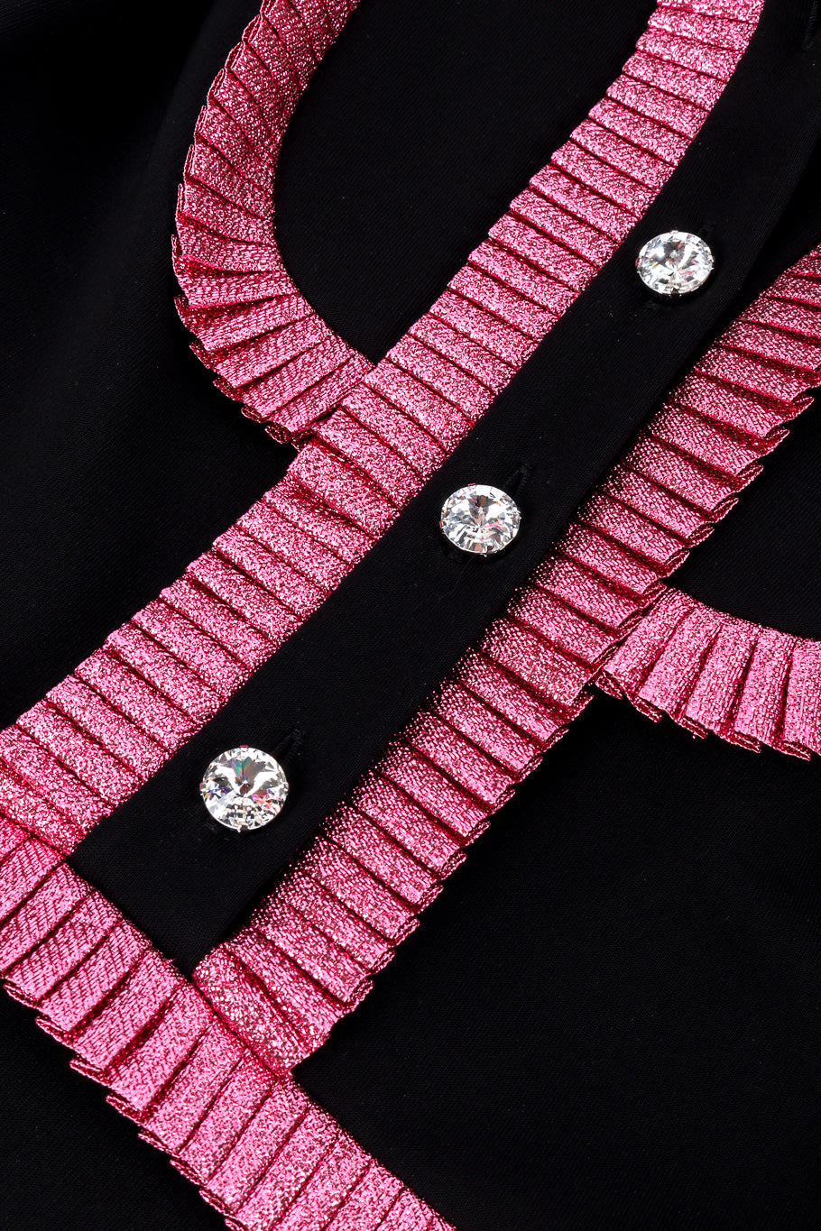 Gucci Pleated Trim Sleeveless Dress crystal button closeup @recessla