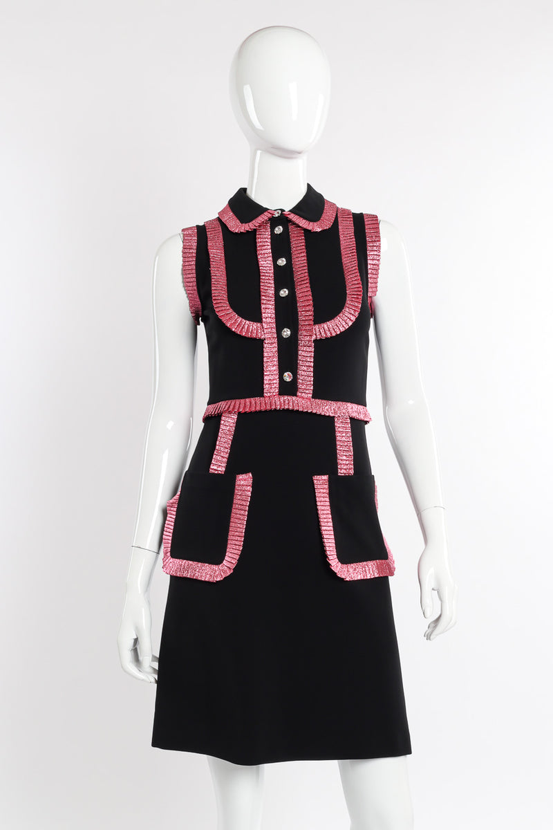 Gucci Pleated Trim Sleeveless Dress front view on mannequin @recessla