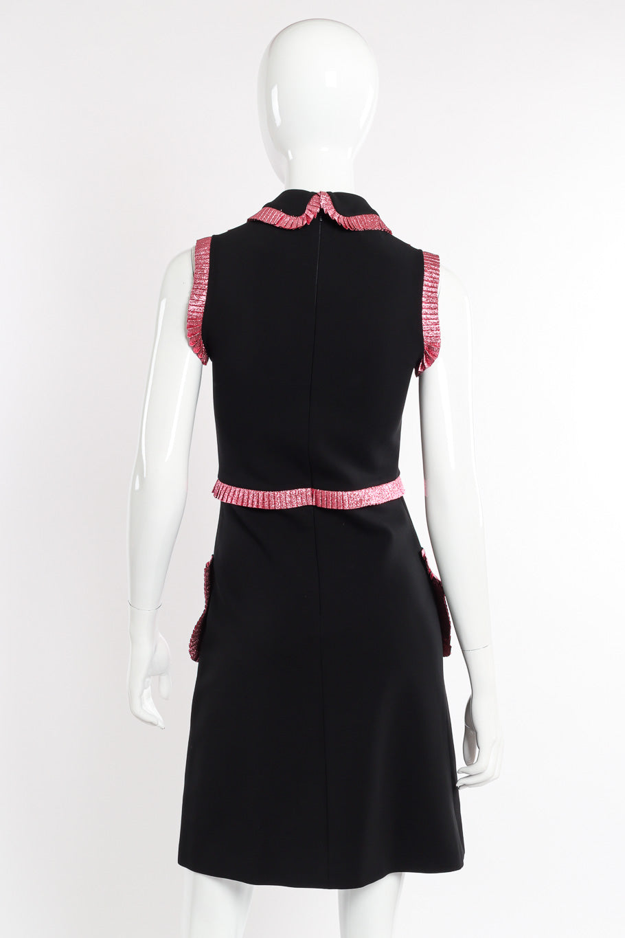 Gucci Pleated Trim Sleeveless Dress back view on mannequin @recessla